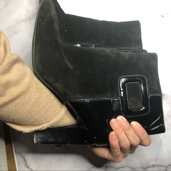 Nine West Womens ankle boot 9 black triangle heel - Picture 11 of 13